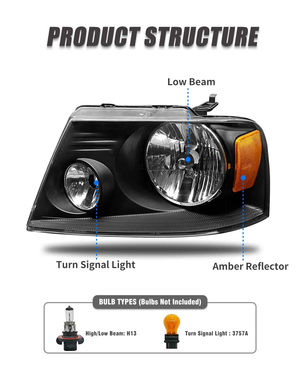 ADCARLIGHTS housing seal detail showing watertight protection against moisture