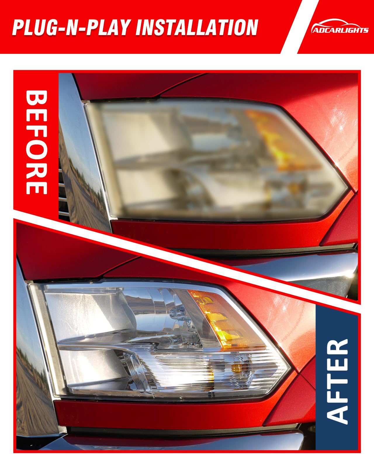 ADCARLIGHTS installed on Dodge Ram showing direct replacement look