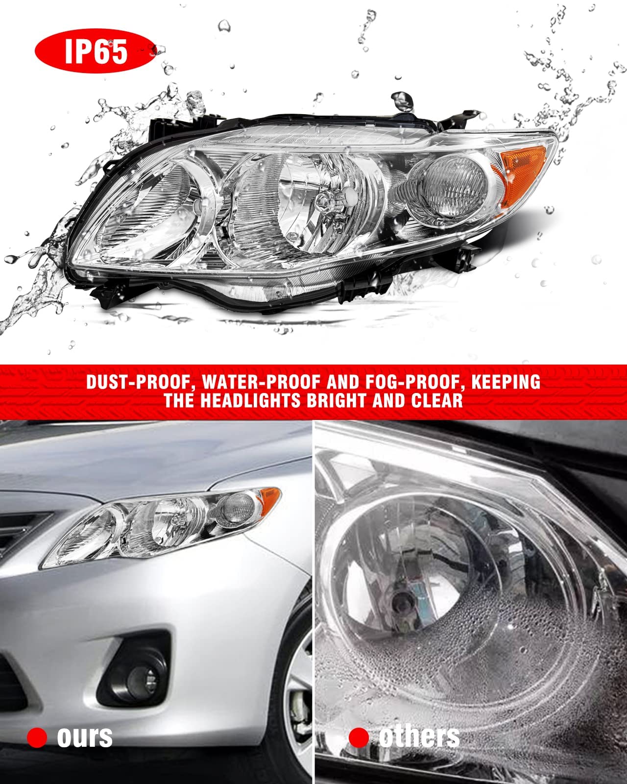 ADCARLIGHTS mounted on a 2009 Corolla demonstrating direct-fit installation benefit
