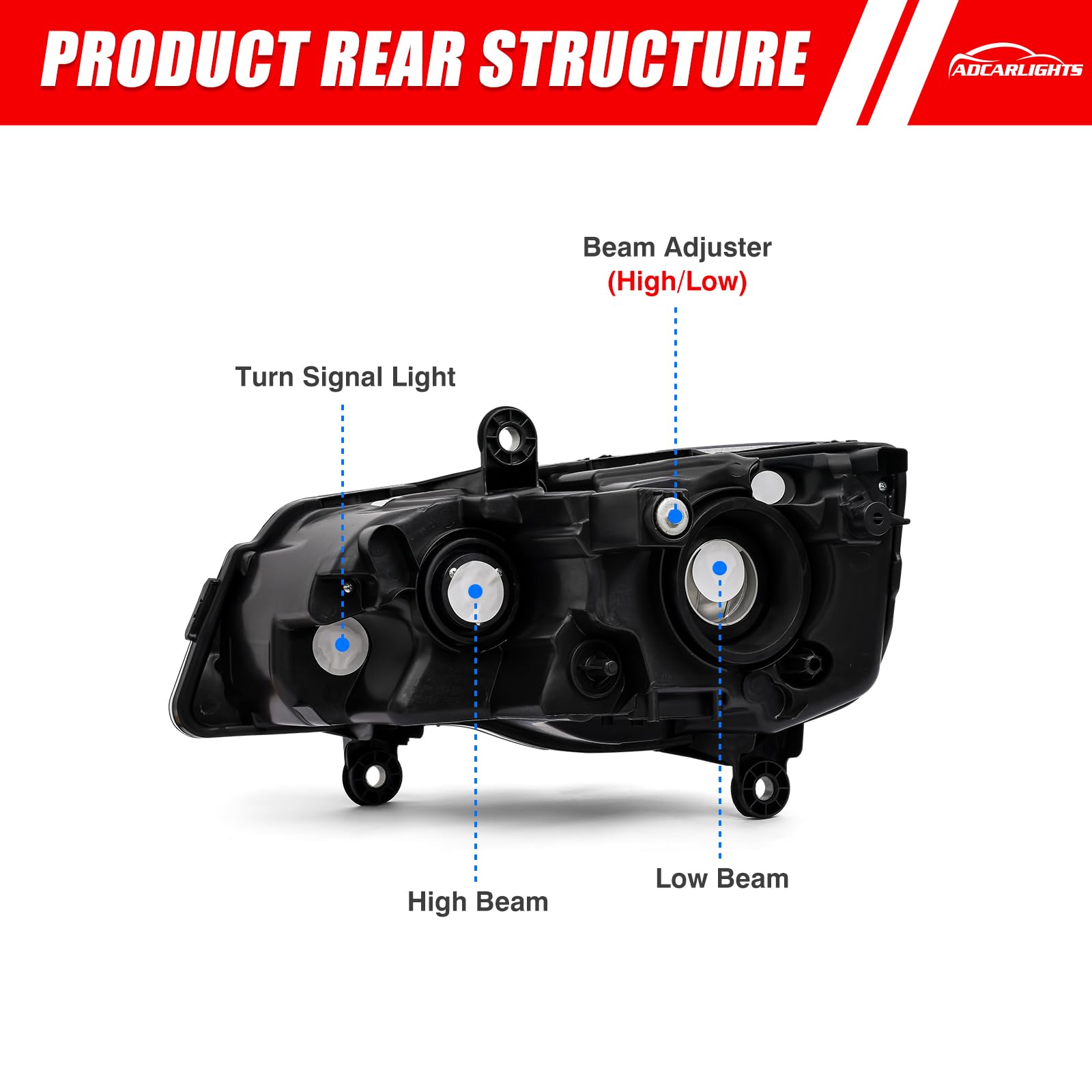 ADCARLIGHTS mounting points visible to show direct-fit installation advantage