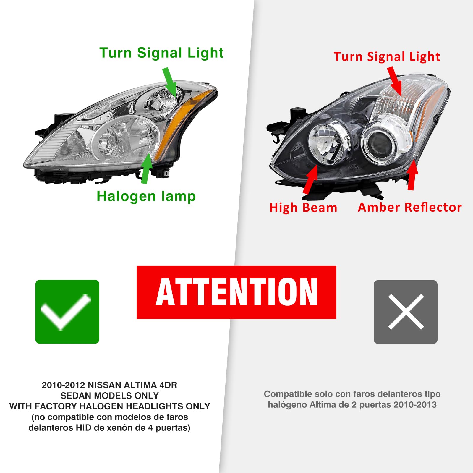 ADCARLIGHTS passenger side headlight demonstrating clean chrome reflector benefit
