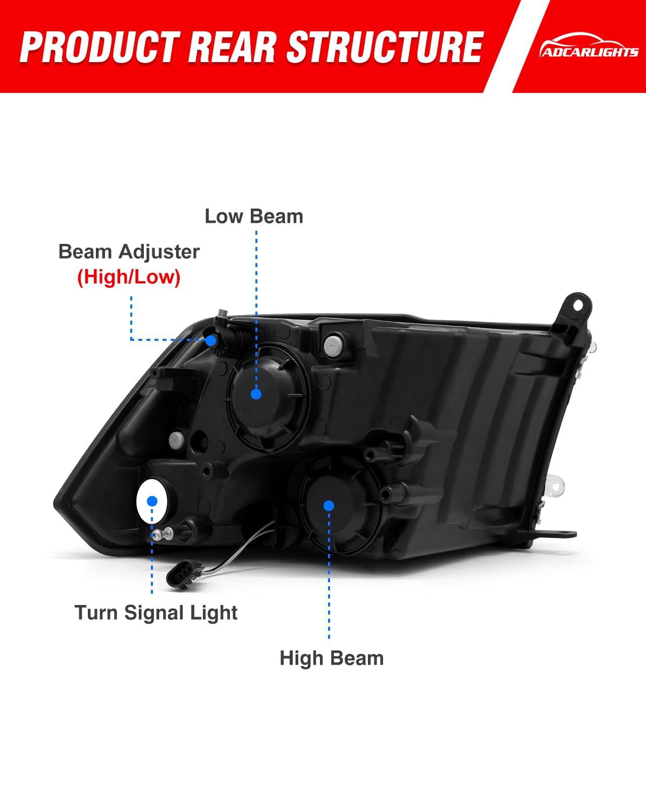 ADCARLIGHTS sealed connector illustrating waterproof reliability