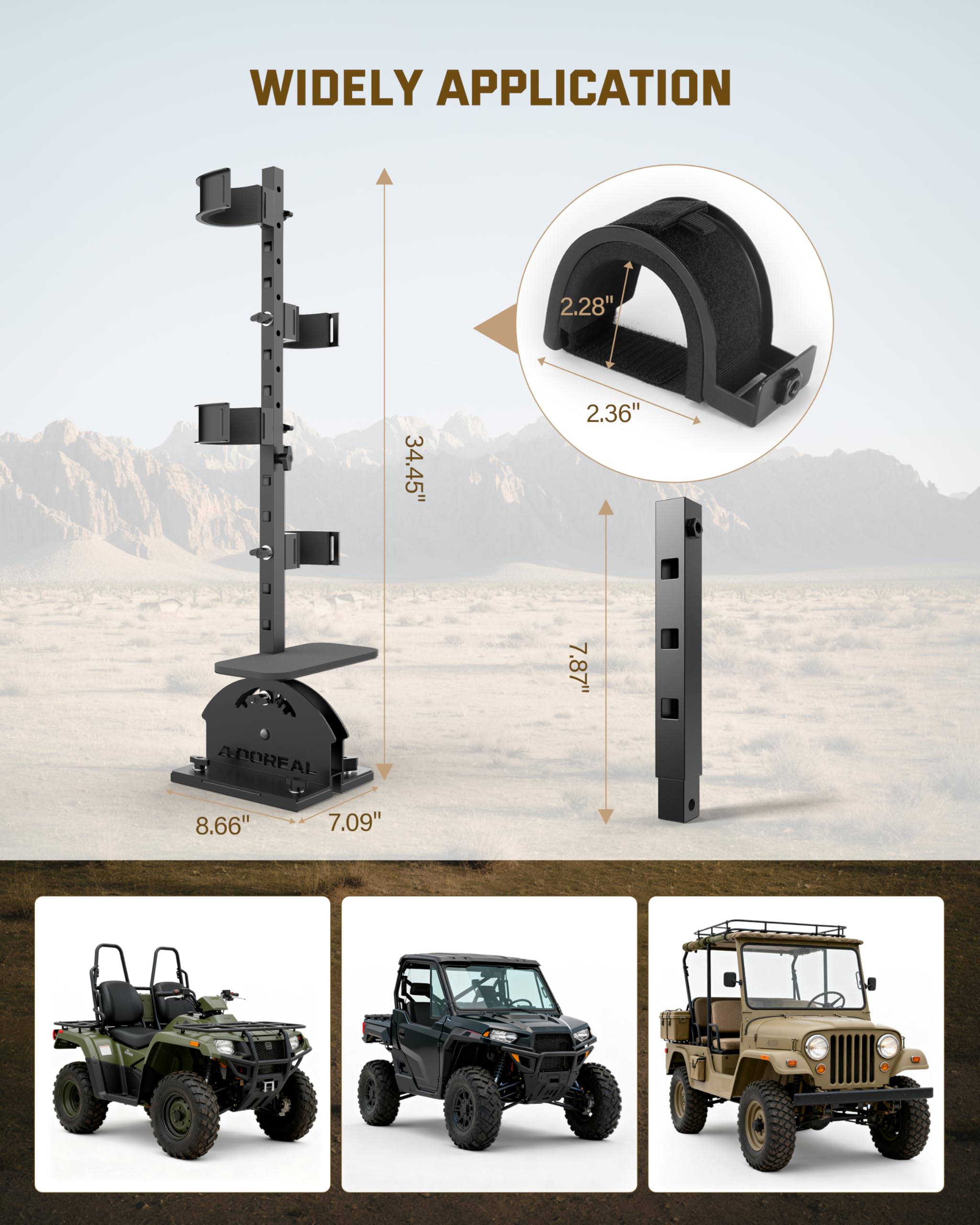 Adoreal next to rifle to demonstrate size and stable firearm support