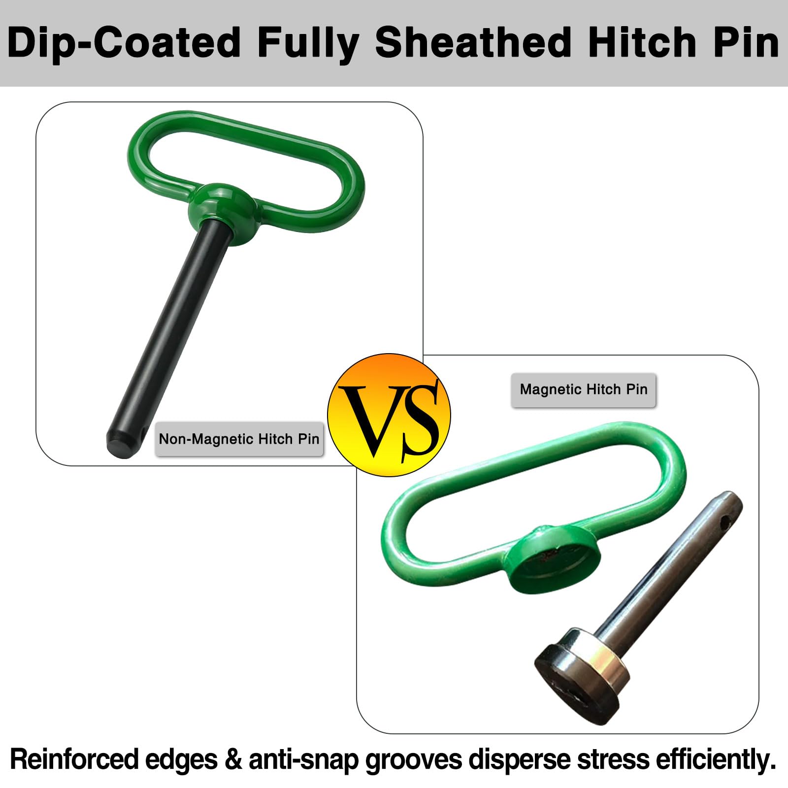 Adorish carriage bolts and hitch pin detail for reliable attachment