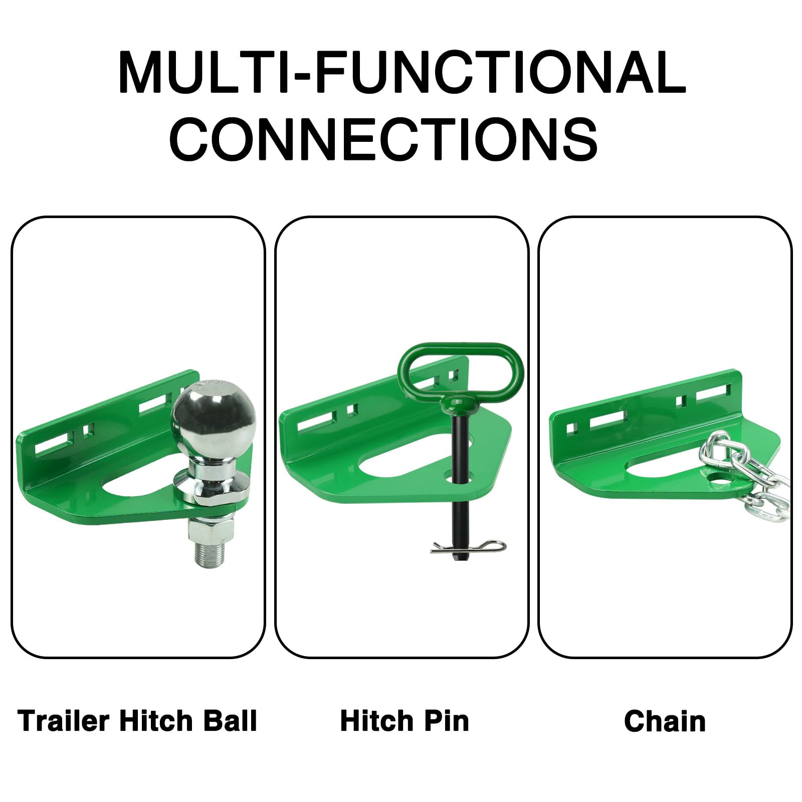 Adorish hitch installed on mower in yard for practical hauling use
