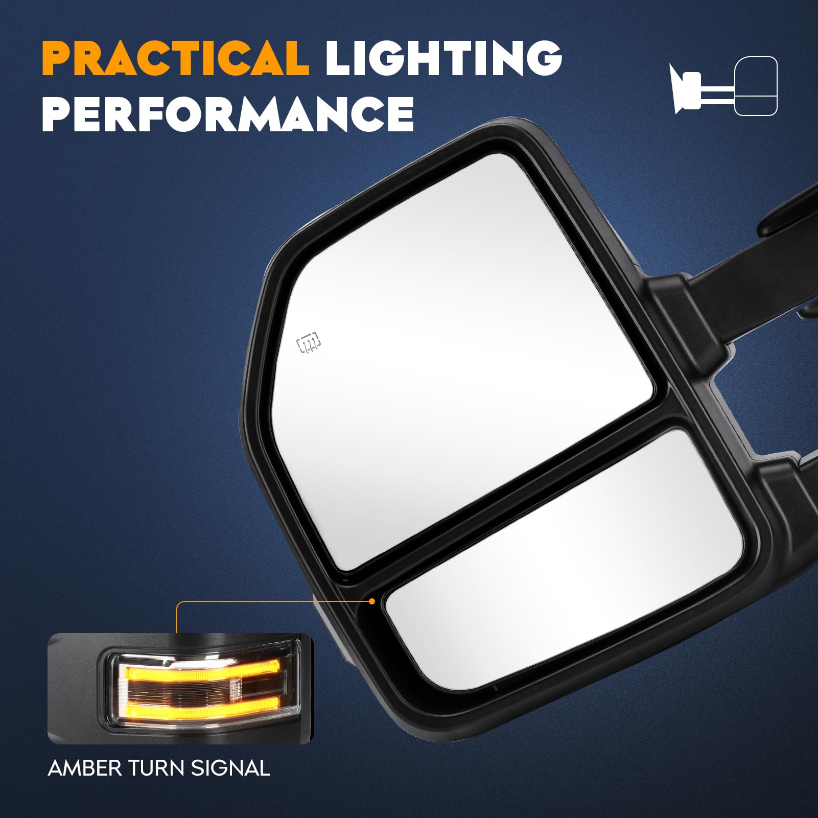 Aeagle amber turn signal detail highlighting visibility to following traffic