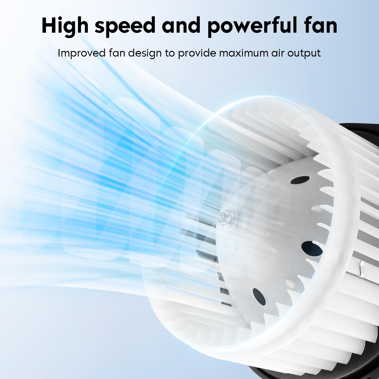 Aeagle blower motor fan close-up highlighting airflow design and quieter operation