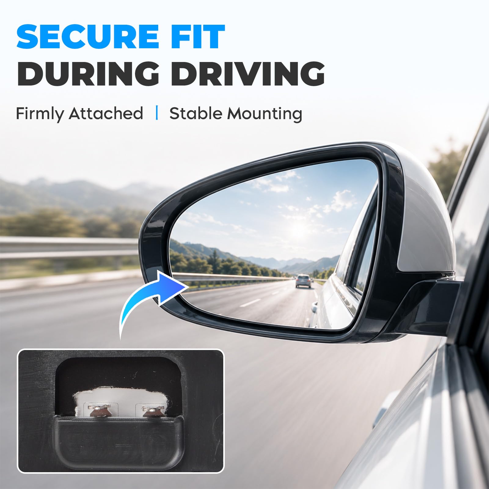 Aeagle close-up edge profile of mirror glass showing OEM-style contour and fit