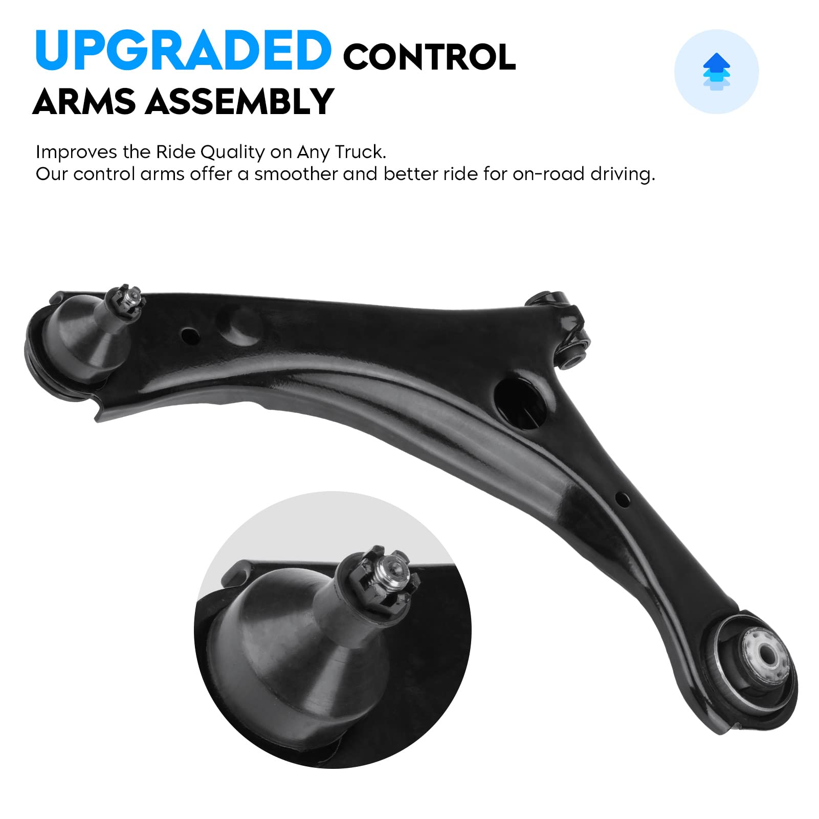 Aeagle control arm close-up of bushings and coating for enhanced corrosion resistance