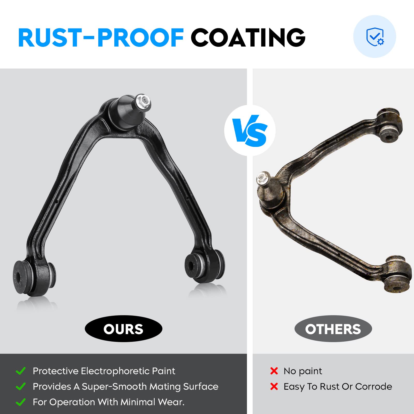 Aeagle control arm welds and metal finish indicating strength and durability
