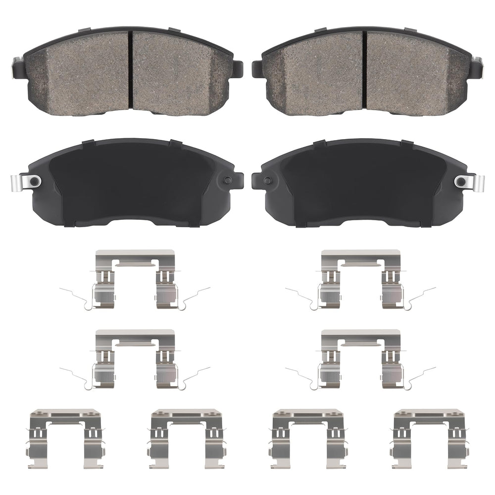 Aeagle front brake pads packaging showing contents and fitment benefit