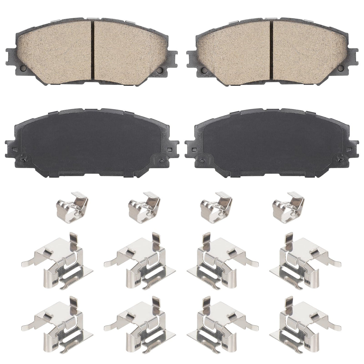 Aeagle front ceramic brake pads packaging showing full four-piece set and fitment benefits