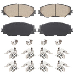 Aeagle front ceramic brake pads packaging showing full four-piece set and fitment benefits