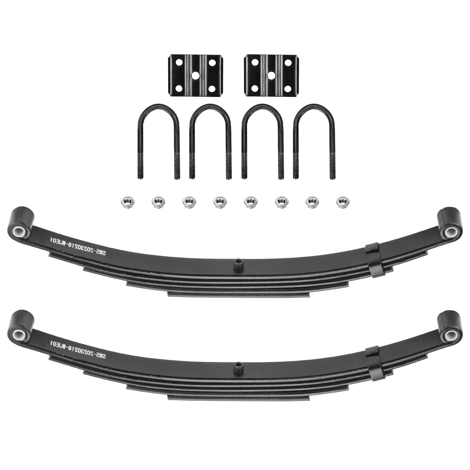 Aeagle front view of both 5-leaf double-eye springs showing complete kit benefits