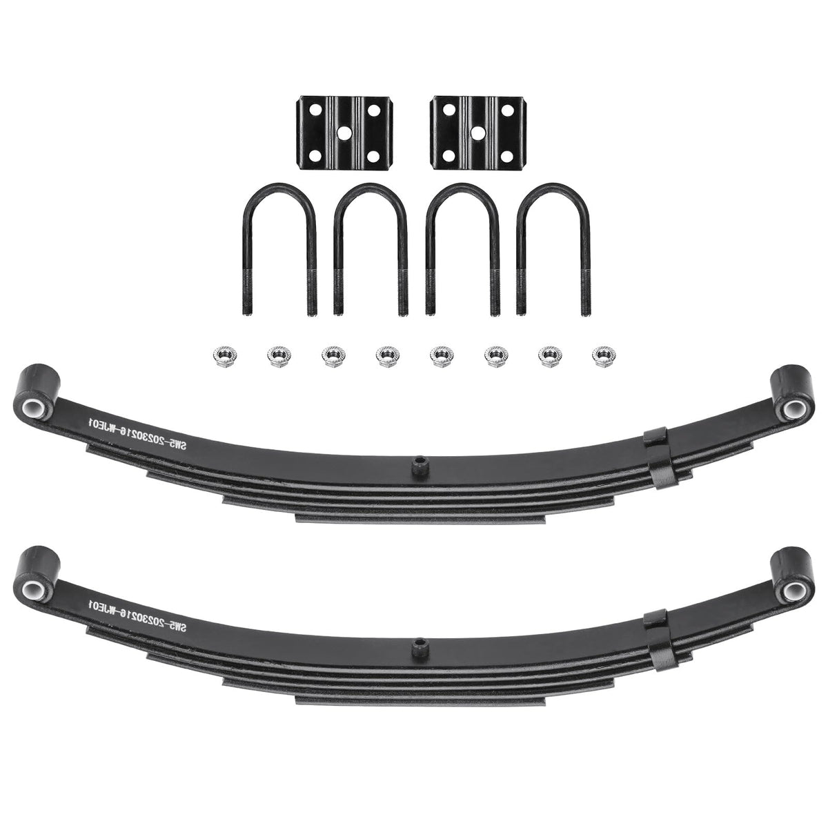 Aeagle front view of both 5-leaf double-eye springs showing complete kit benefits