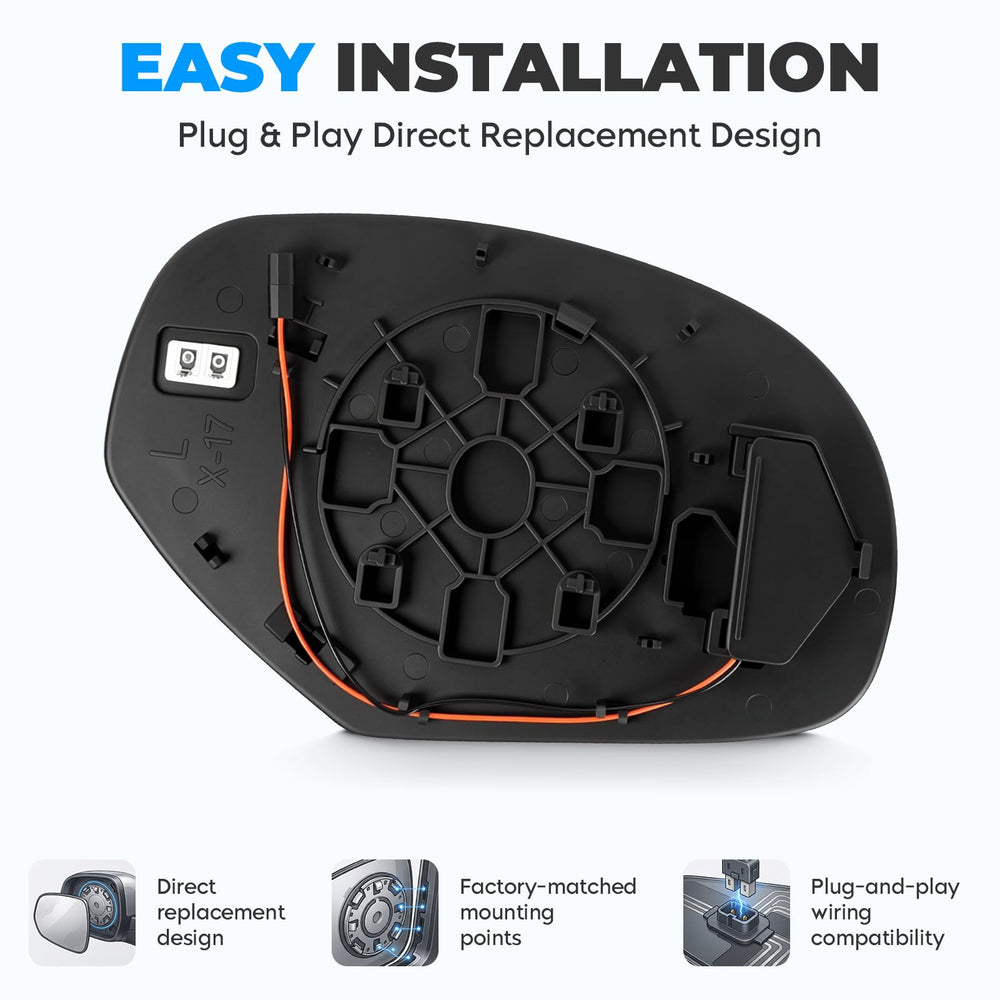 Aeagle heated mirror detail highlighting heating element for quick defrost