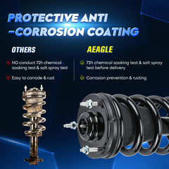 Aeagle strut installed on Silverado front wheel demonstrating restored suspension control