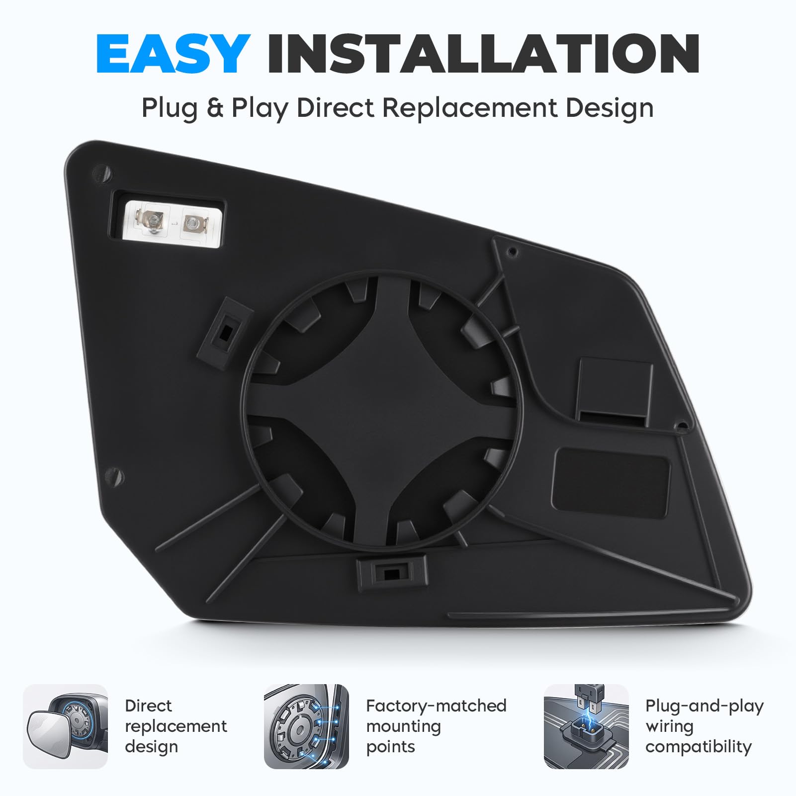 Aeagle rear view showing ABS backing and mounting points for direct-fit replacement