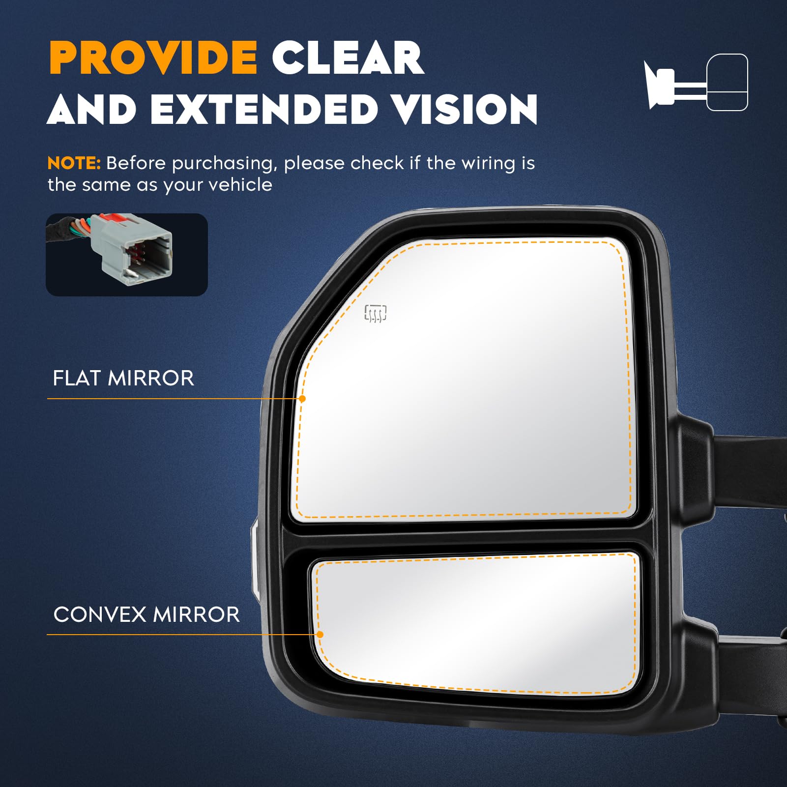 Aeagle mirror next to ruler showing dimensions for accurate sizing