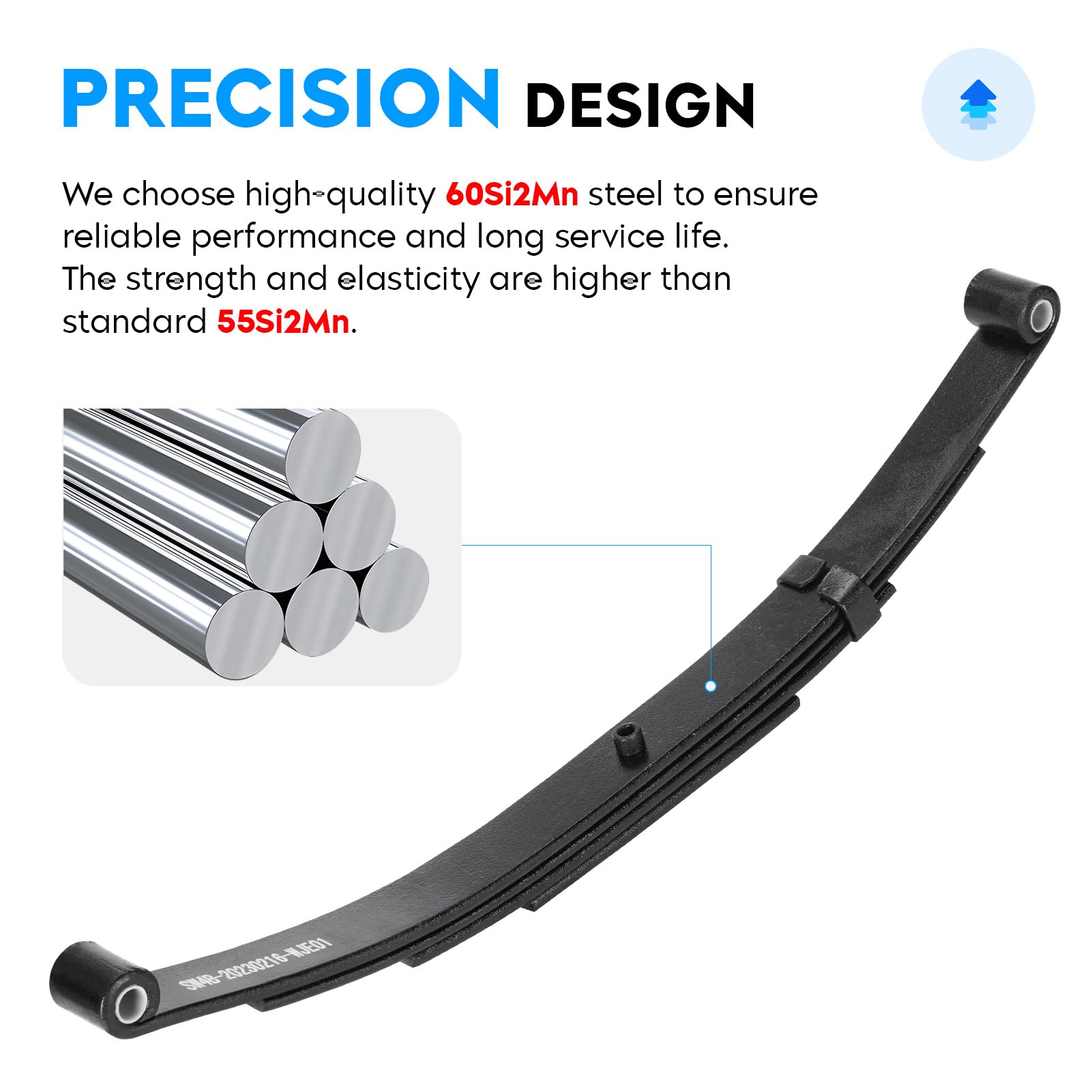 AEagle close-up of 4-leaf spring stack showing durable coating and corrosion resistance benefit