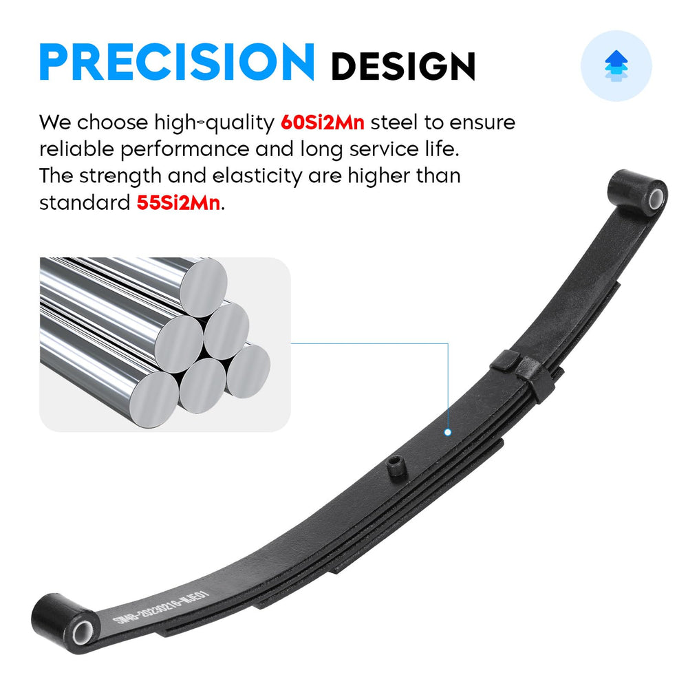 AEagle close-up of 4-leaf spring stack showing durable coating and corrosion resistance benefit