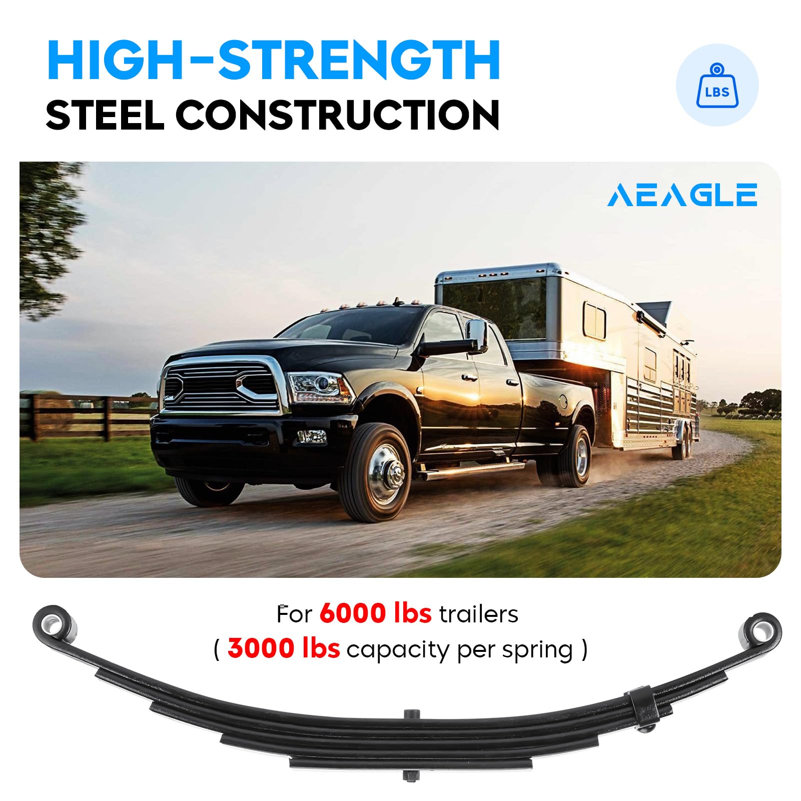 Aeagle spring mounted on round axle demonstrating correct fit and improved support