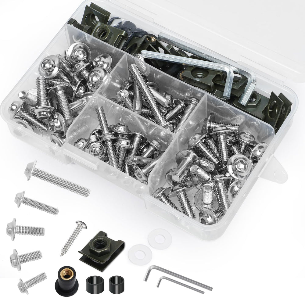 AEEAST front view of full 177-piece kit showing organized fasteners for easy selection