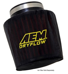 AEM Dryflow wrap installed on filter demonstrating added protection outdoors