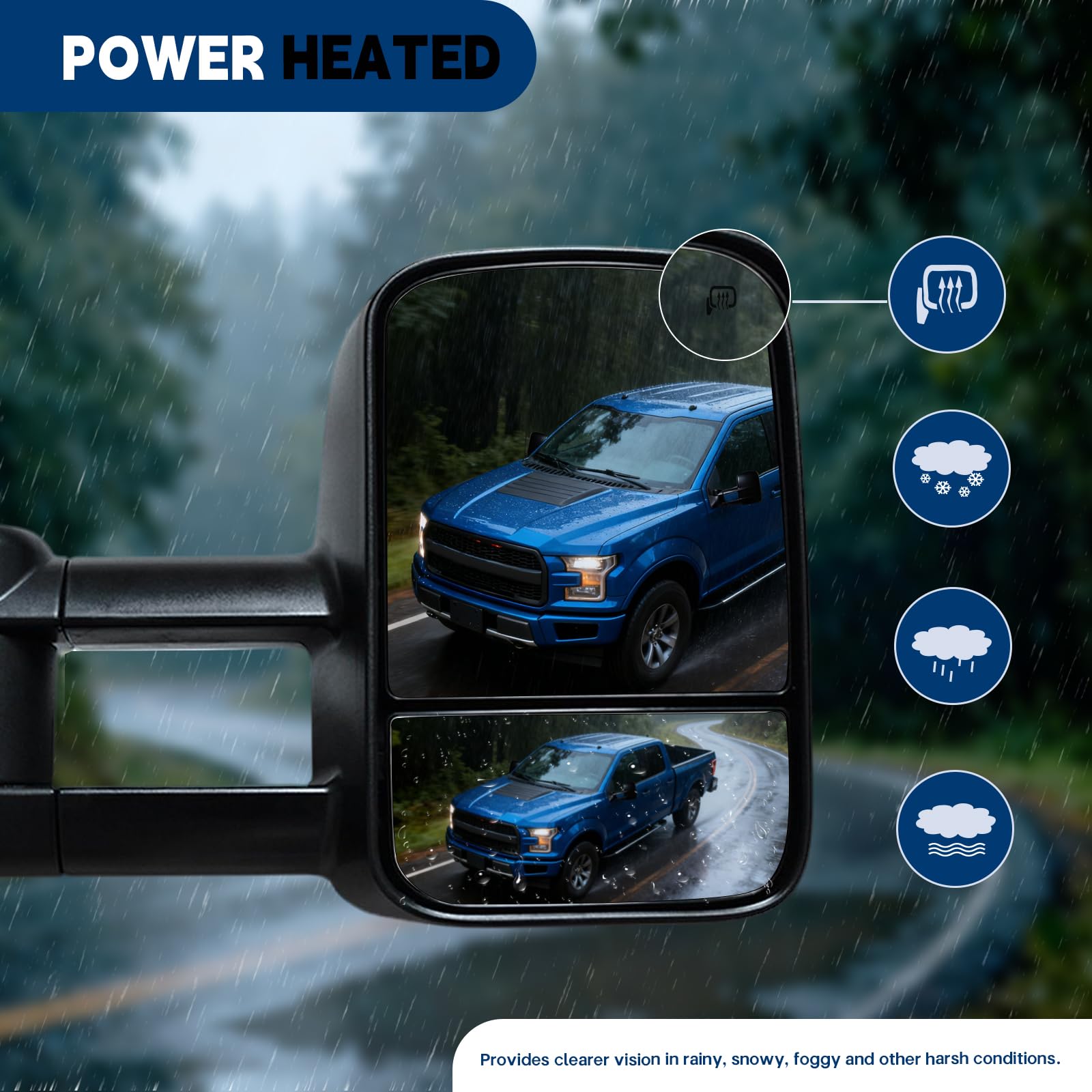 AERDM mirror installed on Silverado showing real-world towing visibility improvement