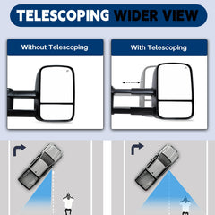 AERDM heated mirror glass close-up showing clear reflective surface for safer towing