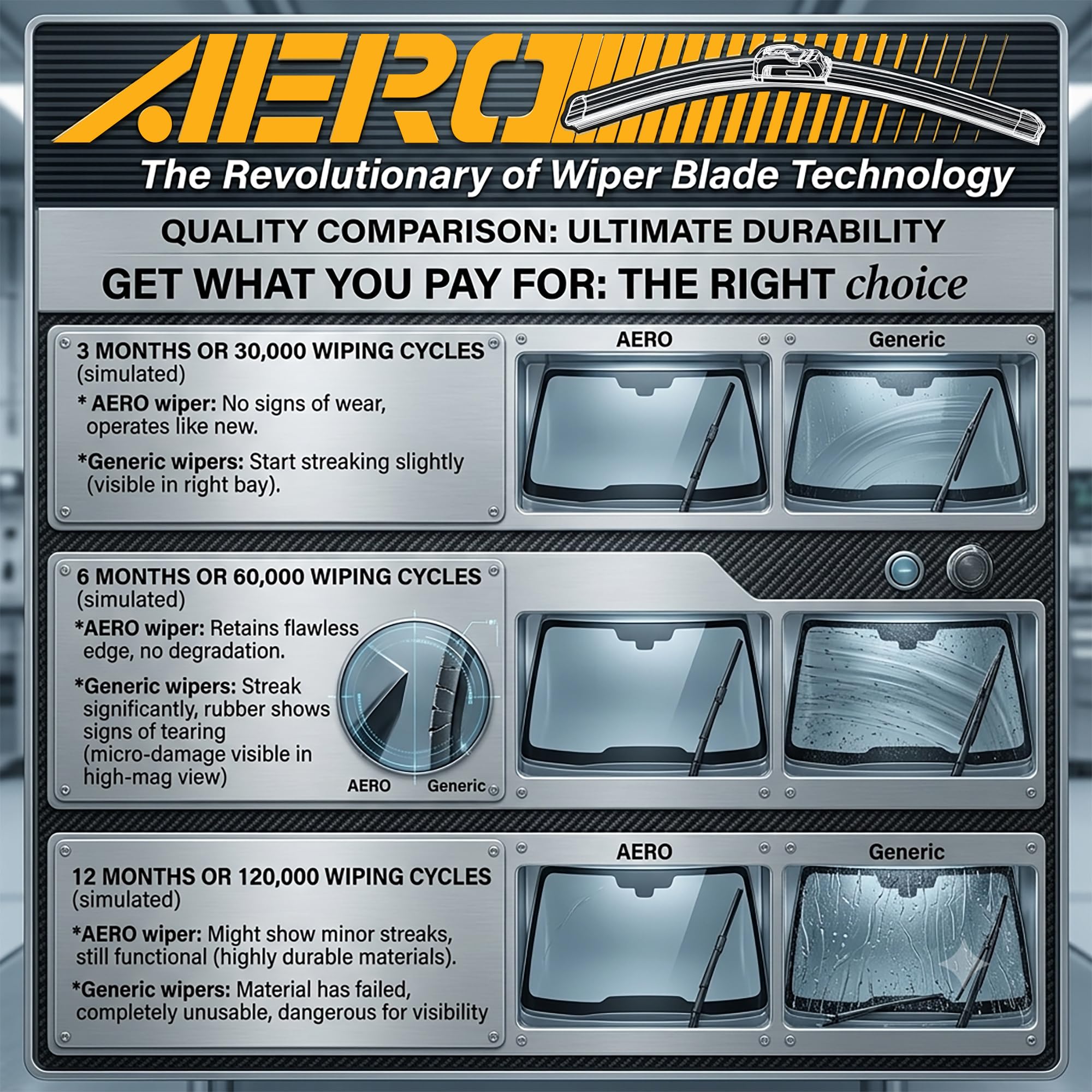 AERO Teflon-coated surface detail improving glide and reducing streaks