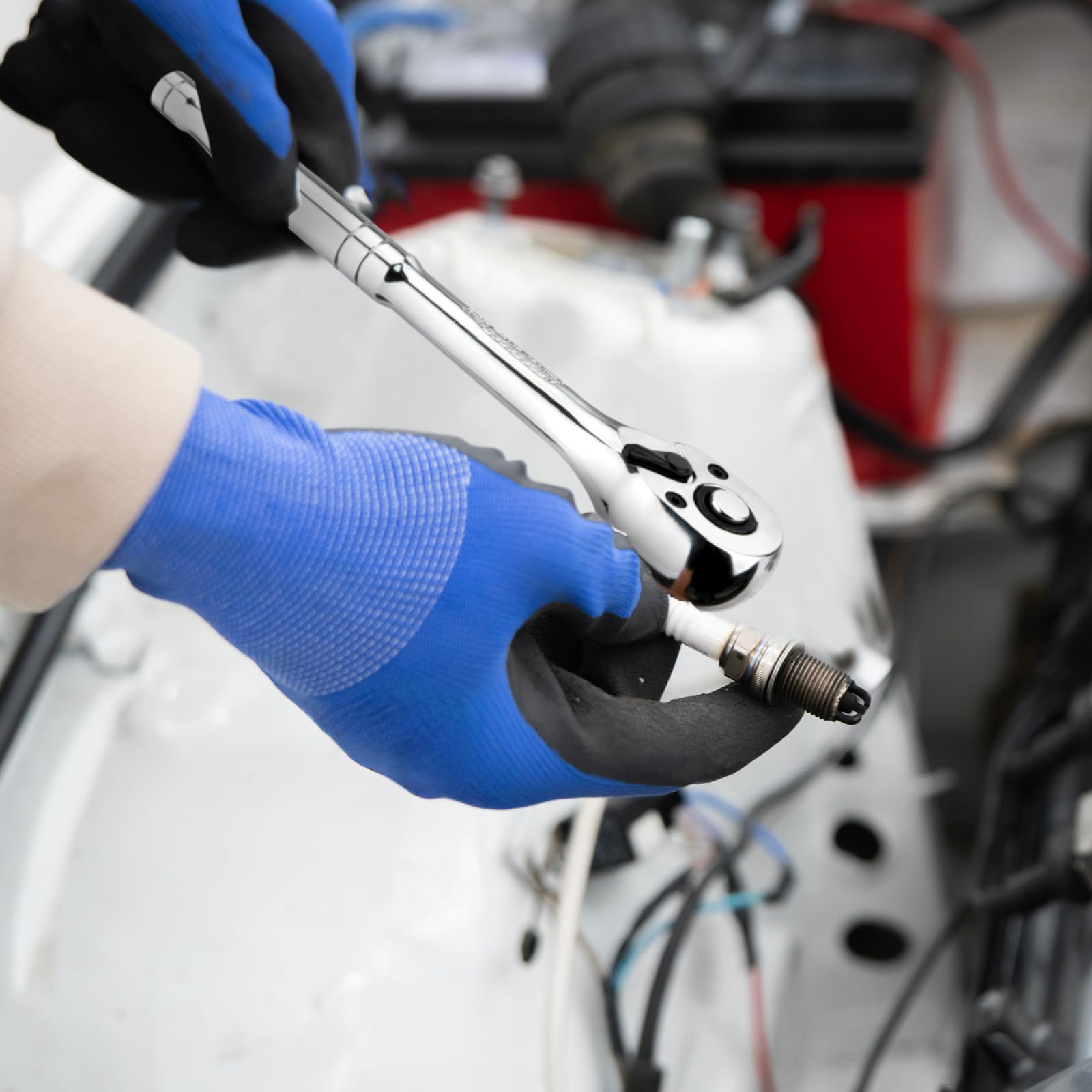 AEROFORCE spark plug gap tool and accessories laid out for quick inspection and adjustment