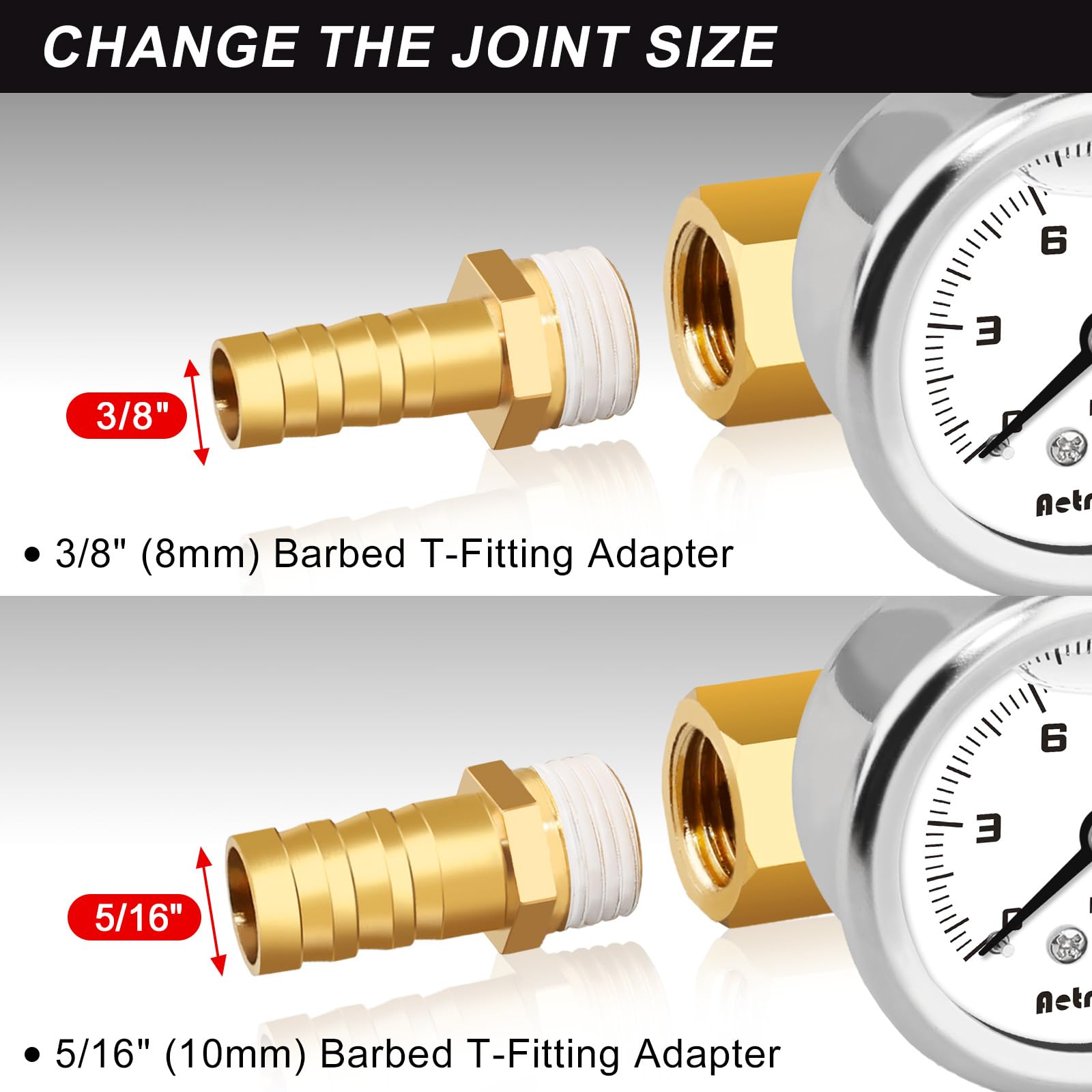 AetralYB barb adapters and 1/8" NPT thread showing flexible installation options