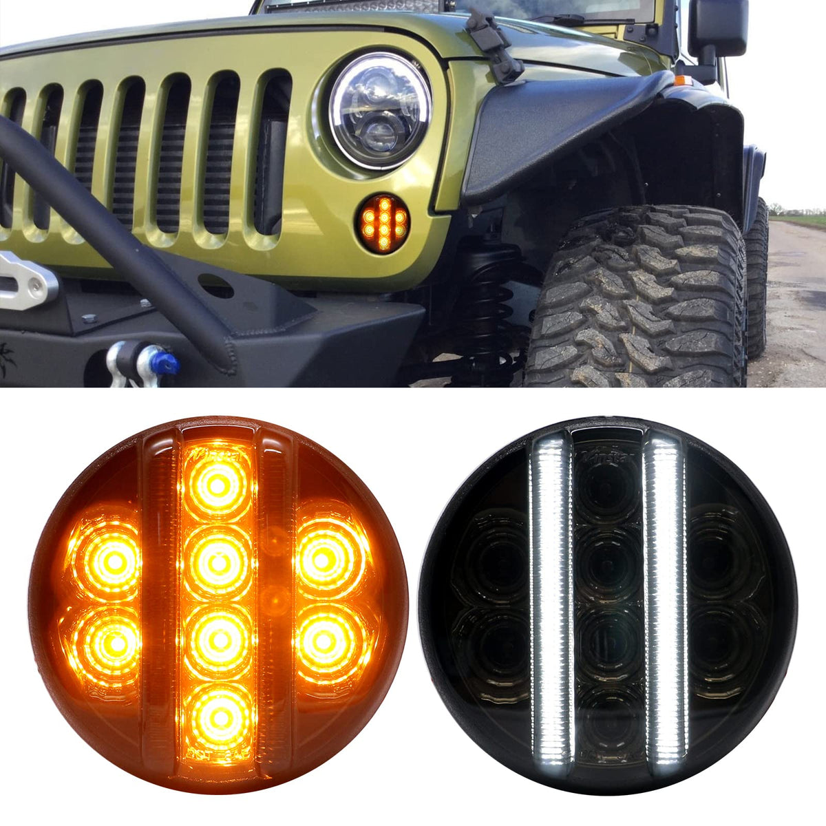 Aexploer front assembly smoked lens showing modern look and improved visibility