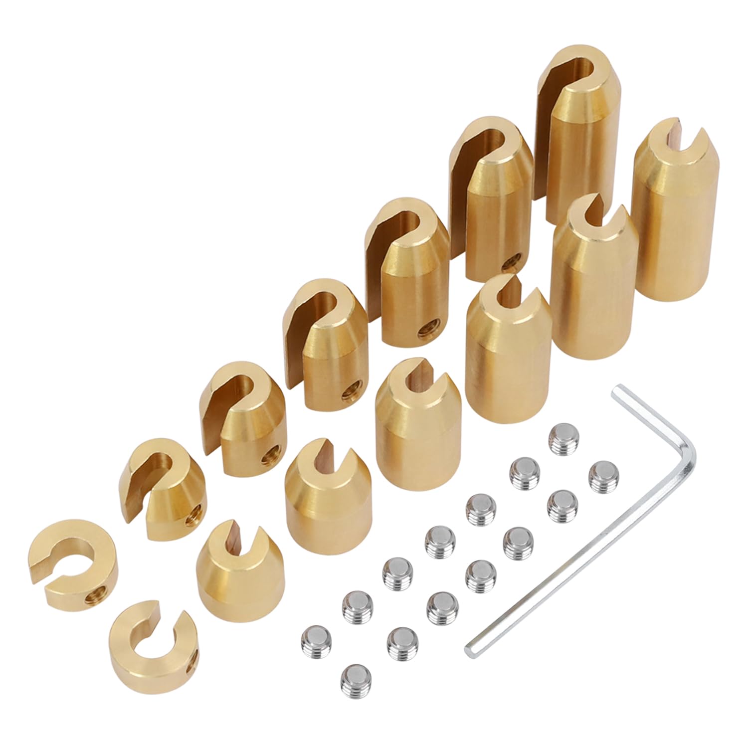 AFEISOL front view of brass wheel weights showing kit contents and benefit of variety