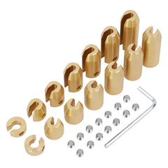 AFEISOL front view of brass wheel weights showing kit contents and benefit of variety