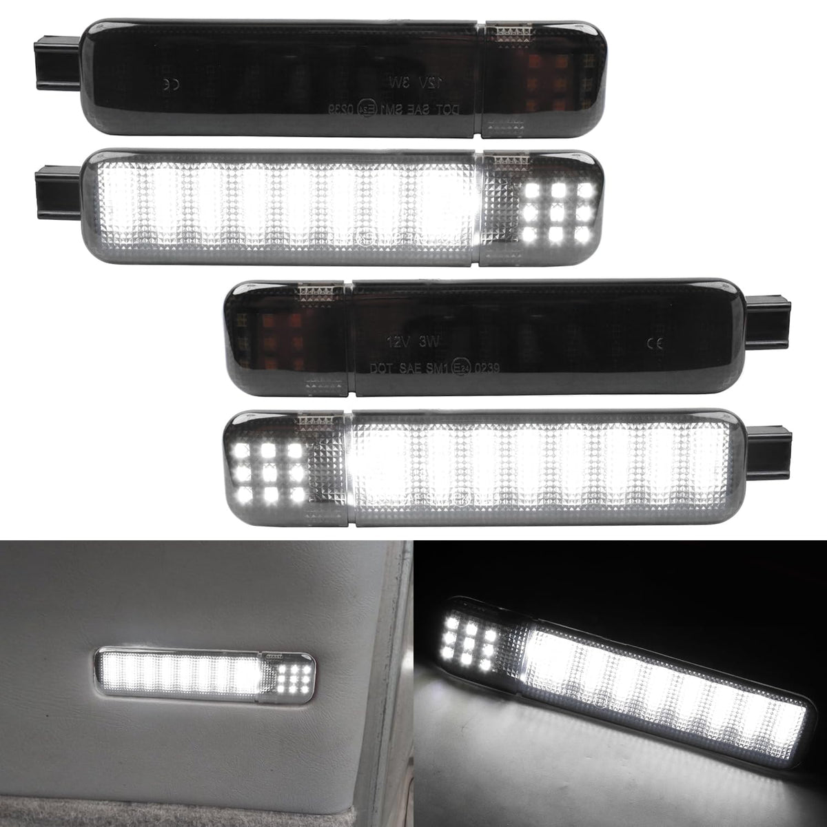 AFEISOL front view door panel light showing fit and brighter illumination