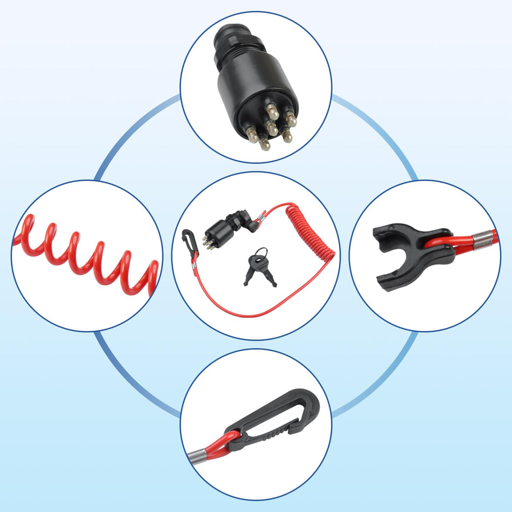 AFEISOL box contents showing switch, two keys and lanyard for complete replacement