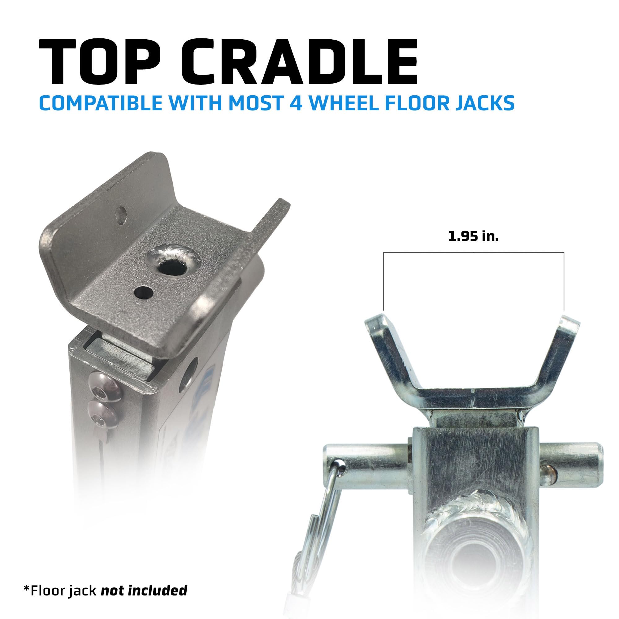 AGM-Products.com jack rod seated on a floor jack saddle to add backup support