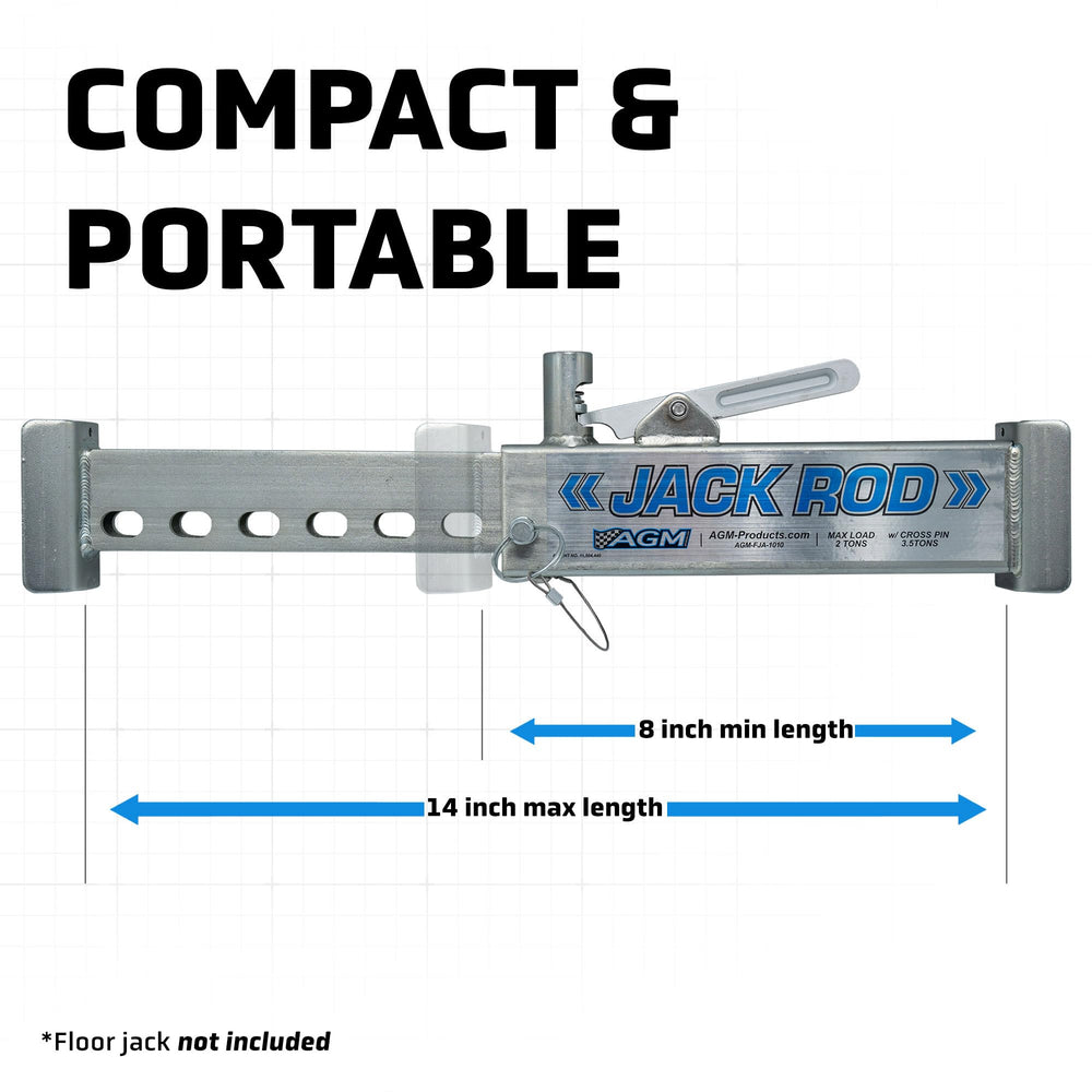 AGM-Products.com jack rod beside a ruler for clear size and scale reference