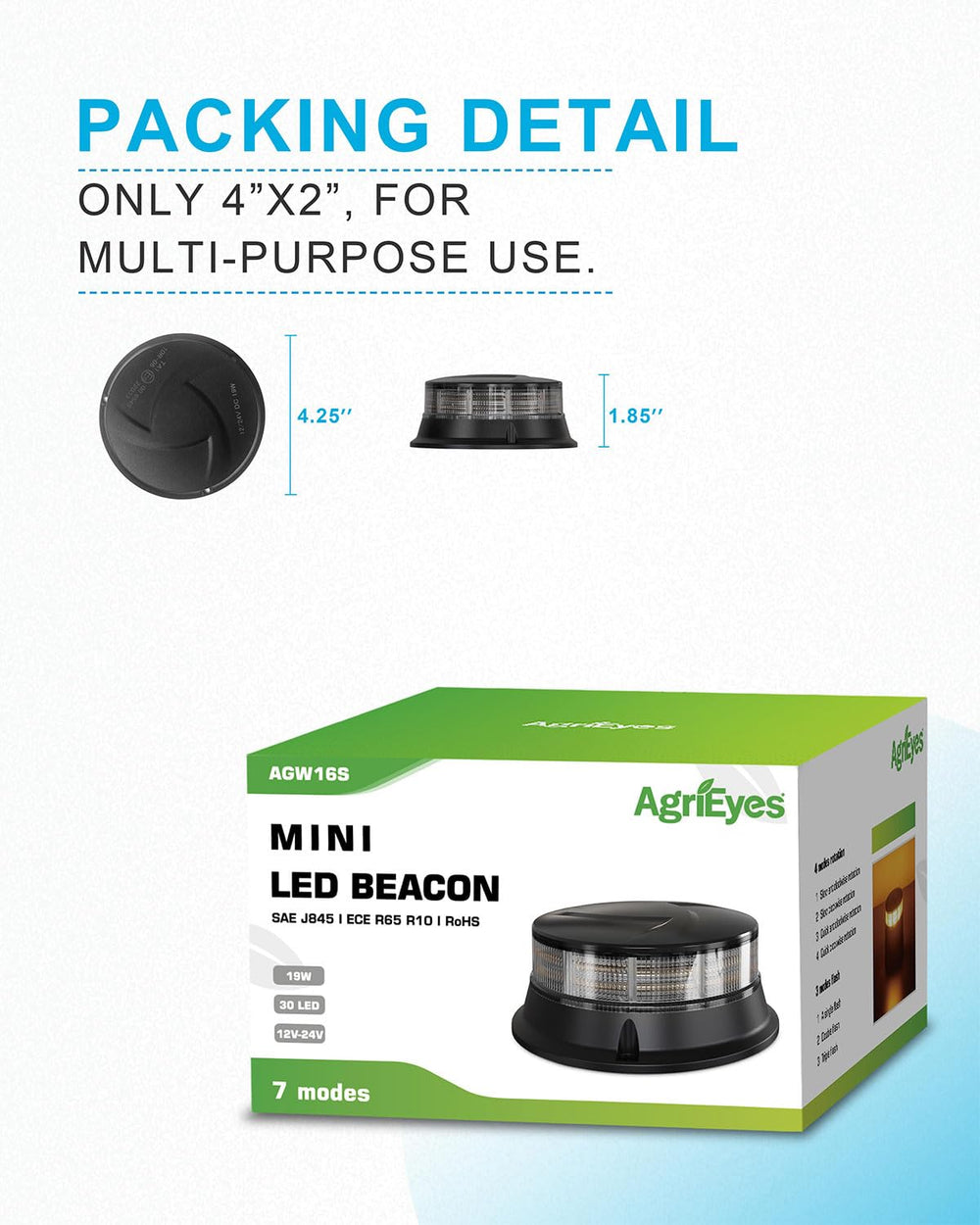 Agrieyes W16S mounting hardware and wiring kit showing screw mount benefit: flexible mounting