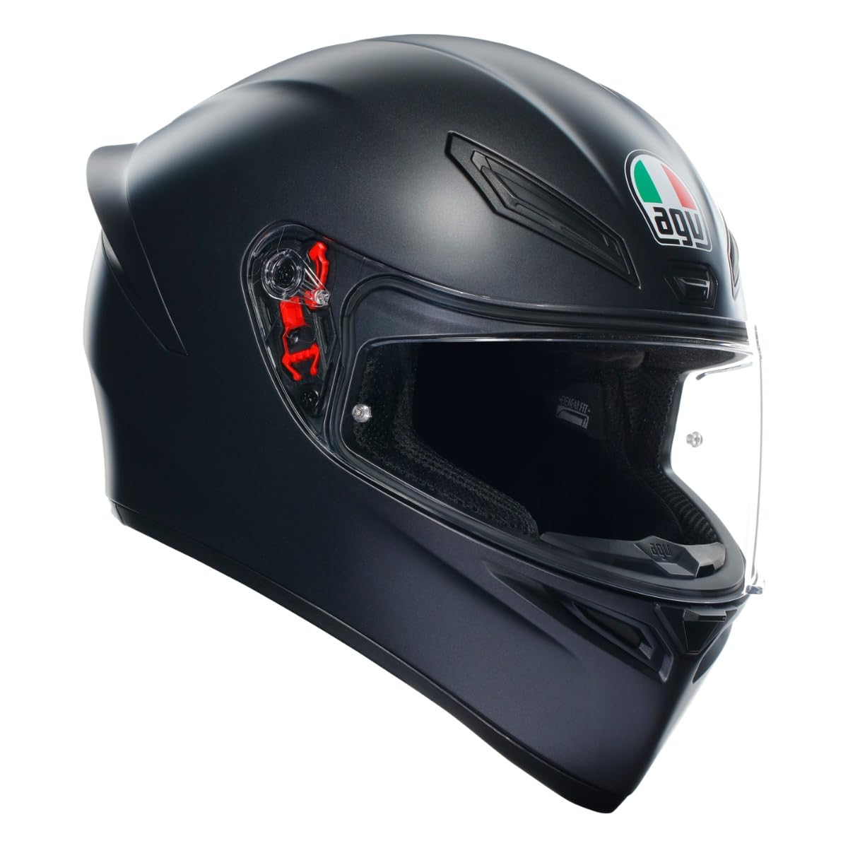 AGV K1 S Street front view showing matte black finish and secure fit