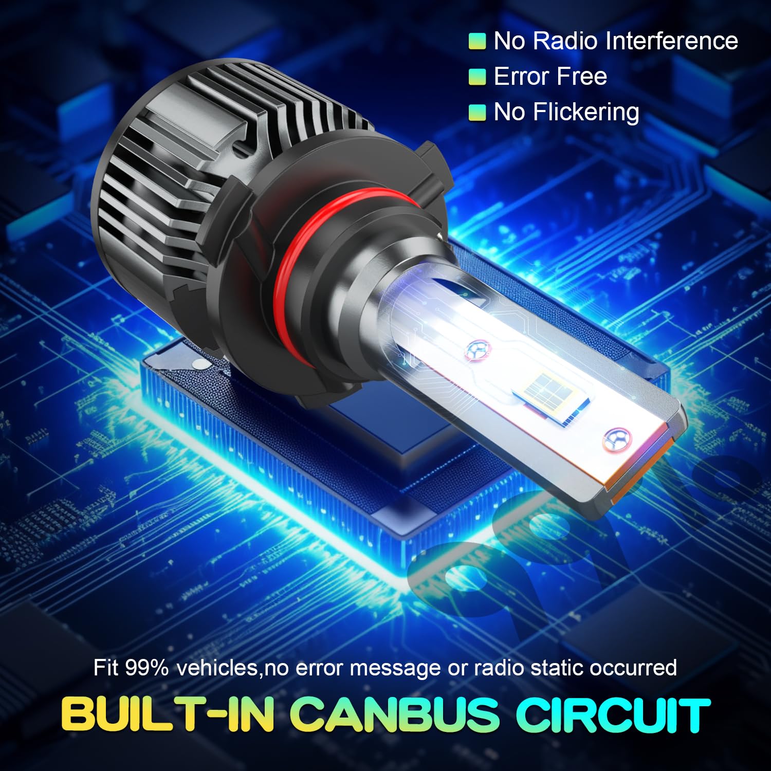 AHXLRLS LED chip and connector detail showing plug-and-play halogen-compatible connection