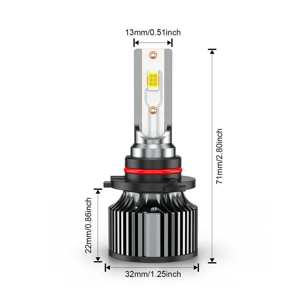AHXLRLS beside halogen bulb showing compact size and fit advantage