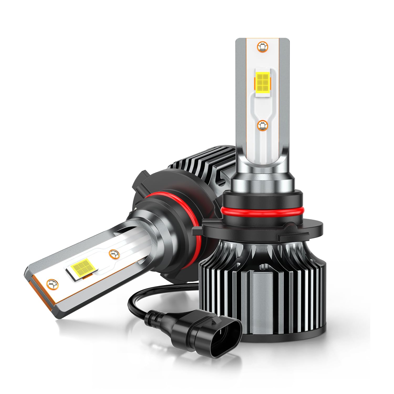 AHXLRLS beside halogen bulb showing compact size advantage