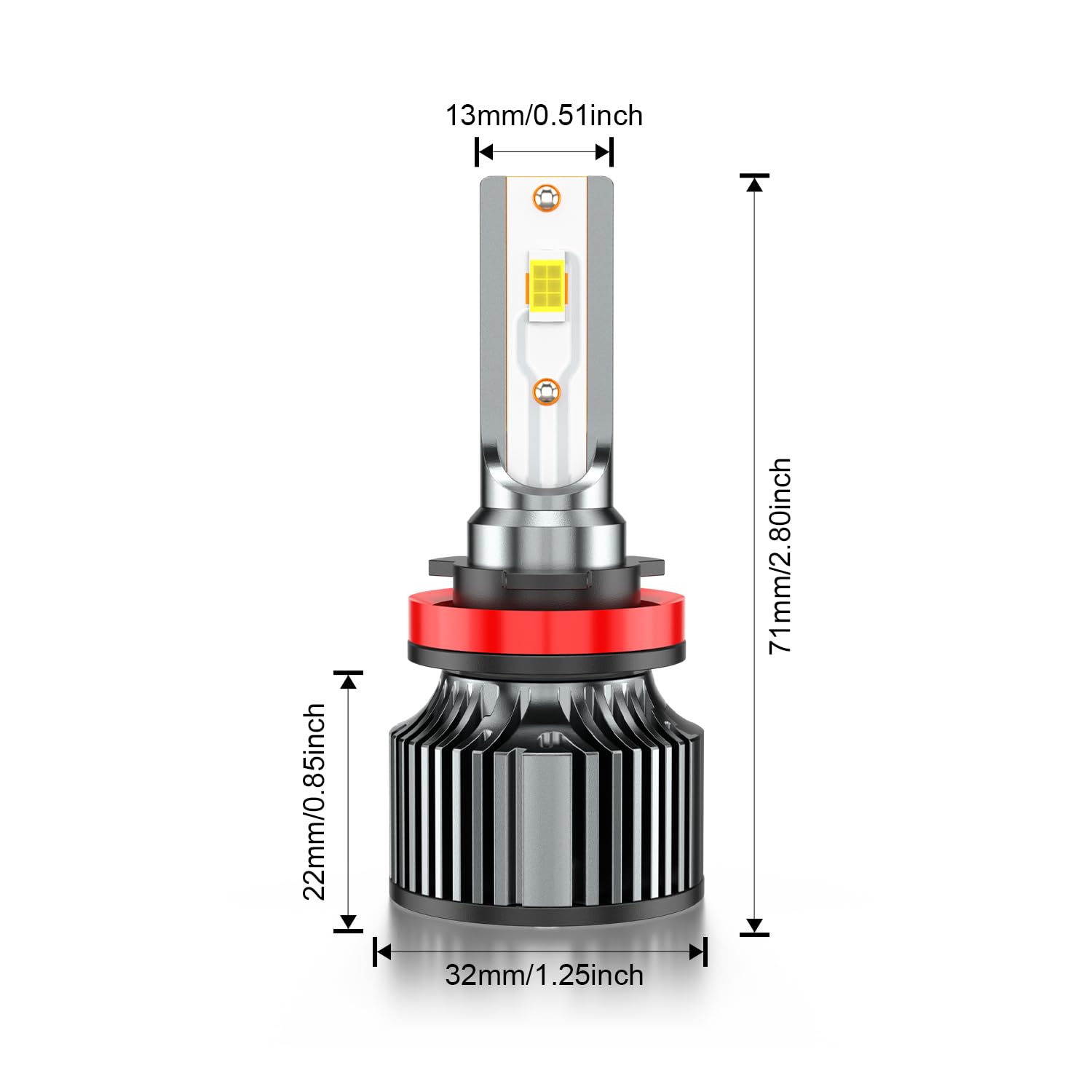 AHXLRLS size comparison with halogen showing compact design and easy replacement