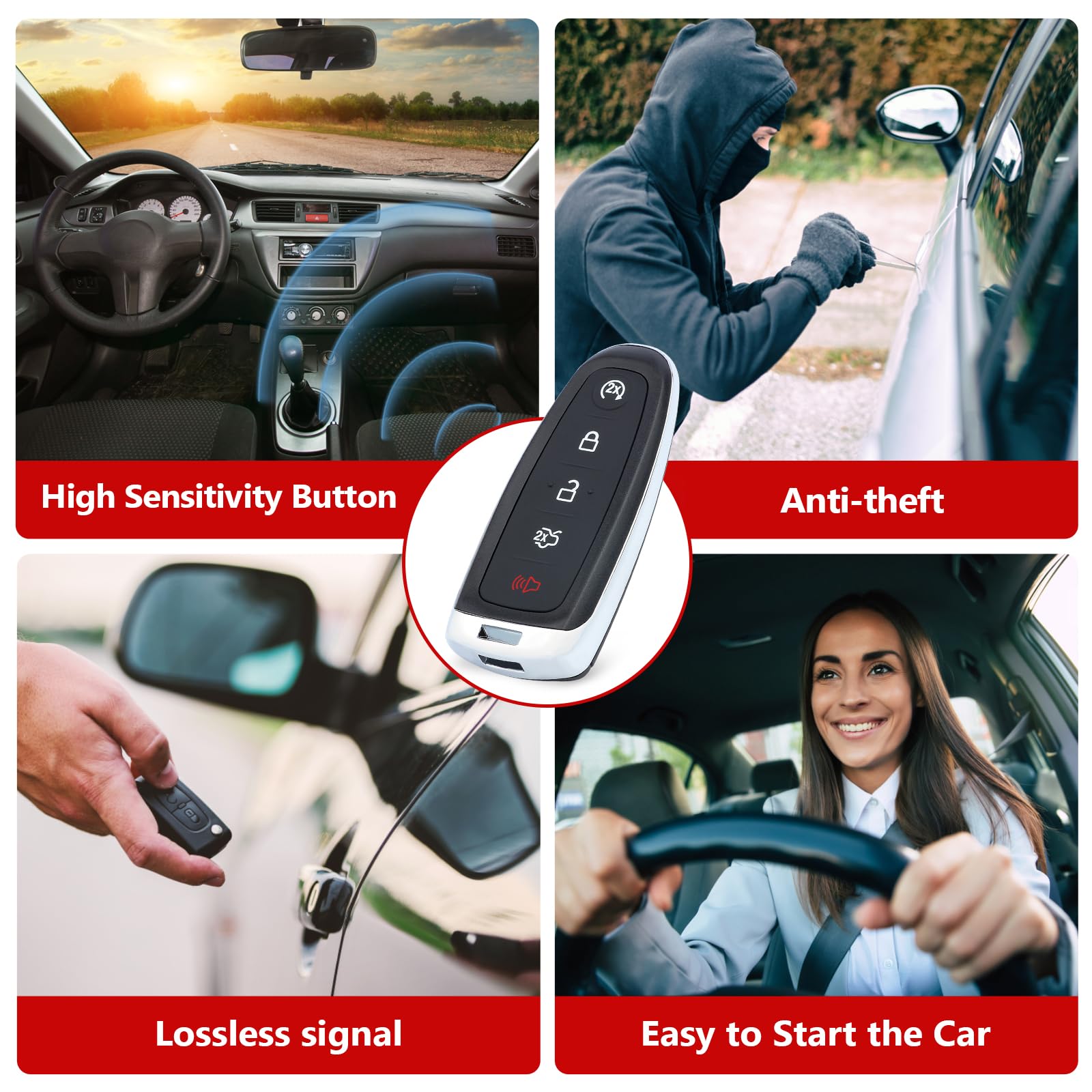 Aichiyu remote on a car center console demonstrating real-world usability and style