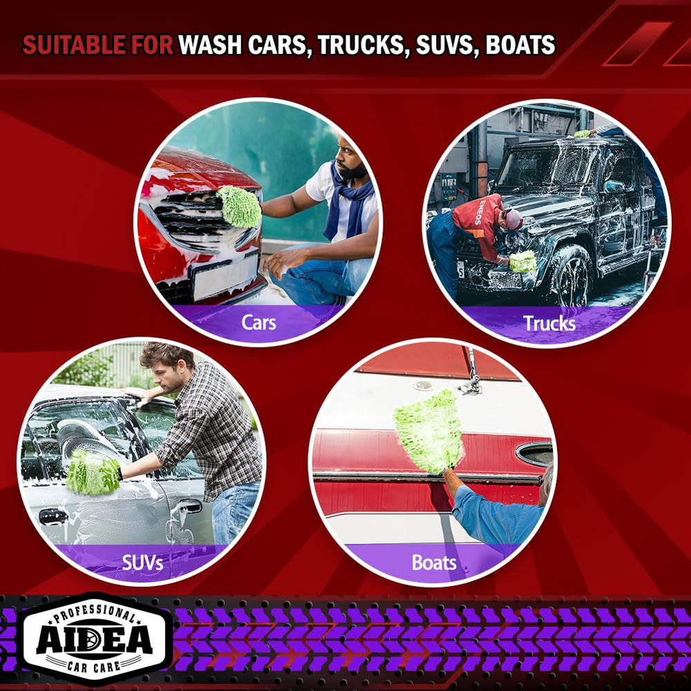 AIDEA mitt used in driveway wash showcasing versatile vehicle cleaning