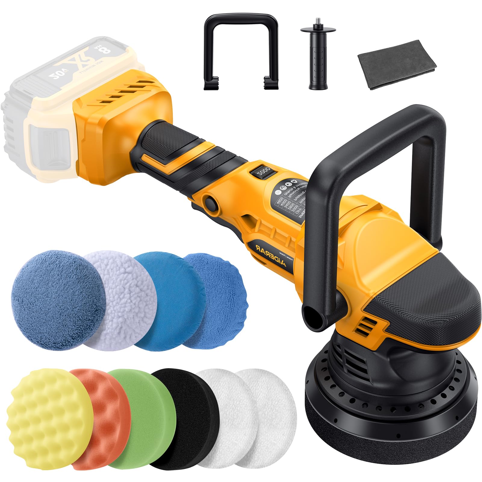 AIDERAR polisher front view showing compact ergonomic shape and professional balance