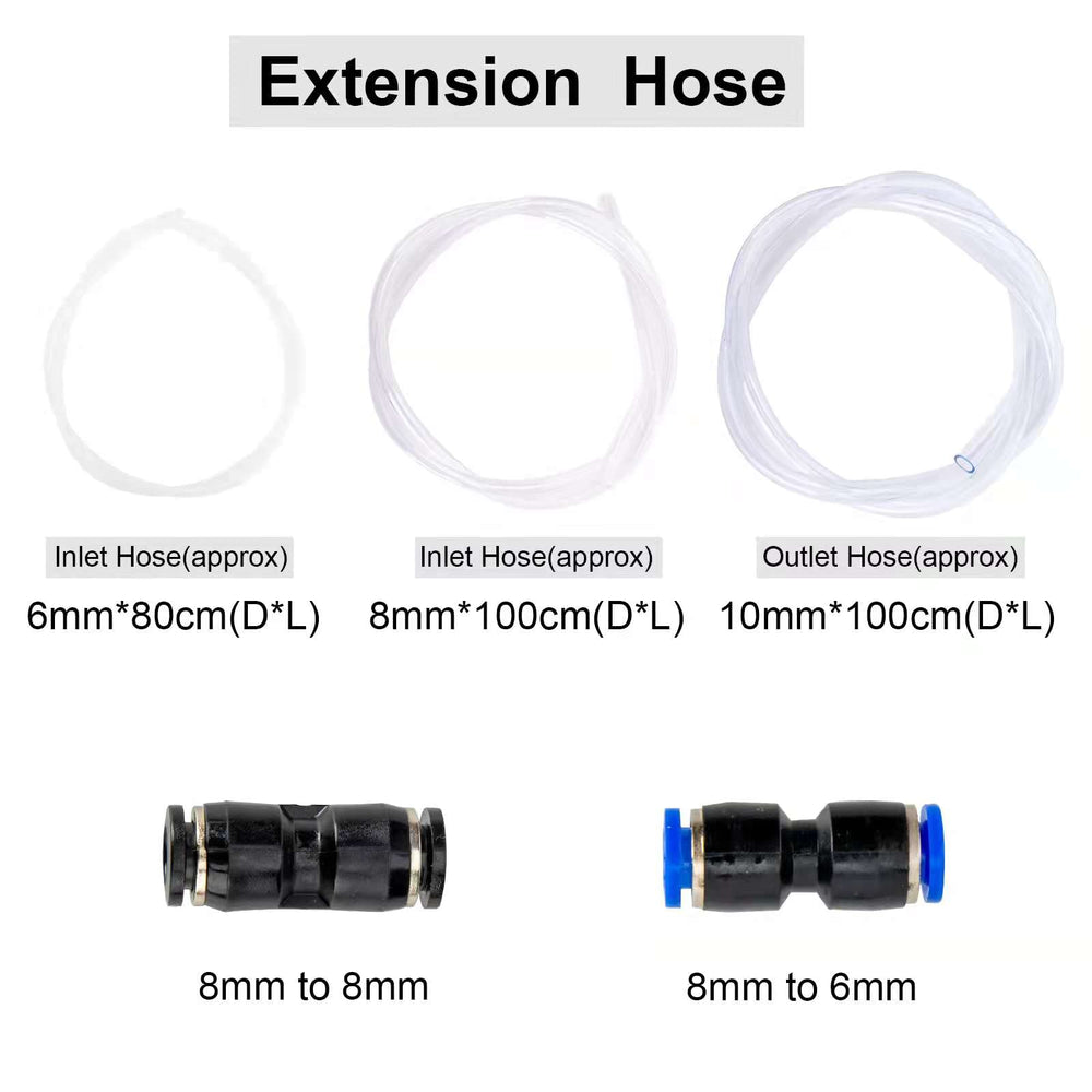 AIGMlSON hoses and clamps layout with clear inlet hose for visible fluid monitoring